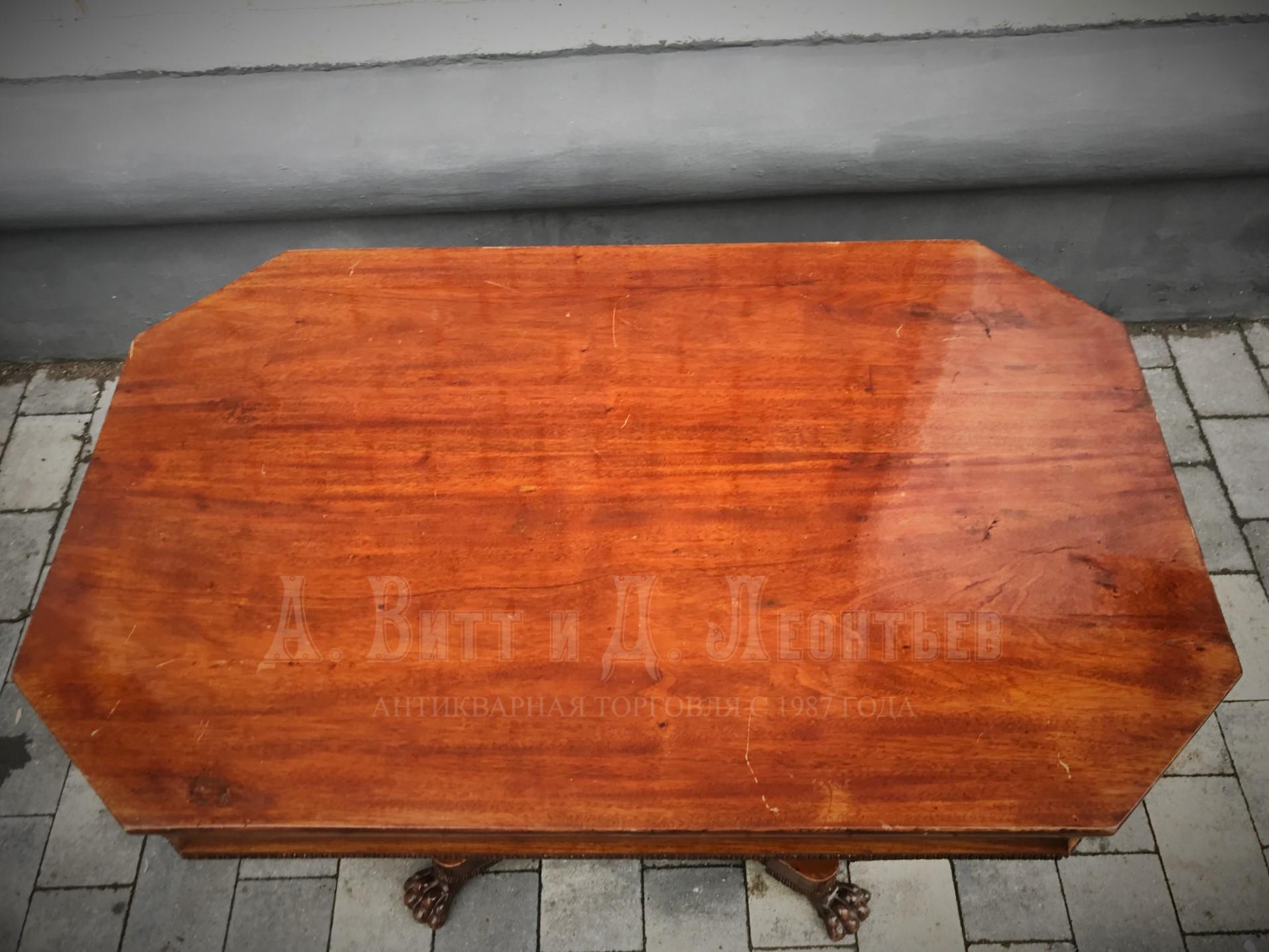 Гостиный антикварный русский стол ампир красного дерева